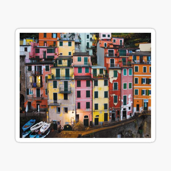 Cinque Terre colorful houses photograph Riomaggiore Italy 221115N006 Sticker