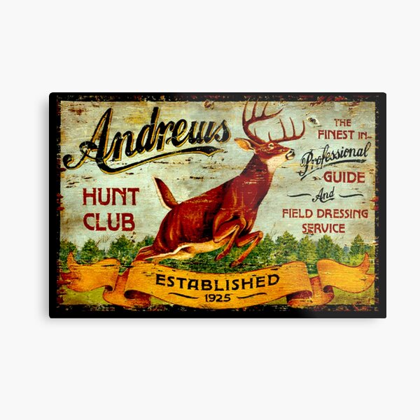 ANDREWS HUNT CLUB: Vintage Hunting Print Metal Print