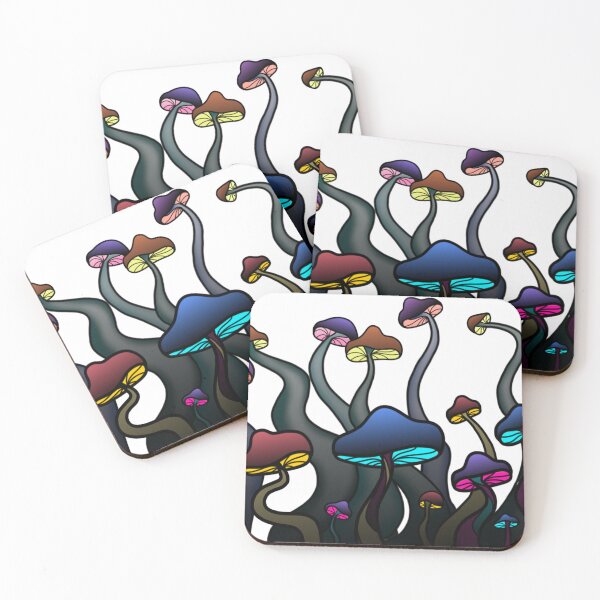 Item preview, Colorful Dark Glowy Mushrooms - Version with Transparent Background for Stickers - Trippy Art designed and sold by Lucidesigns.