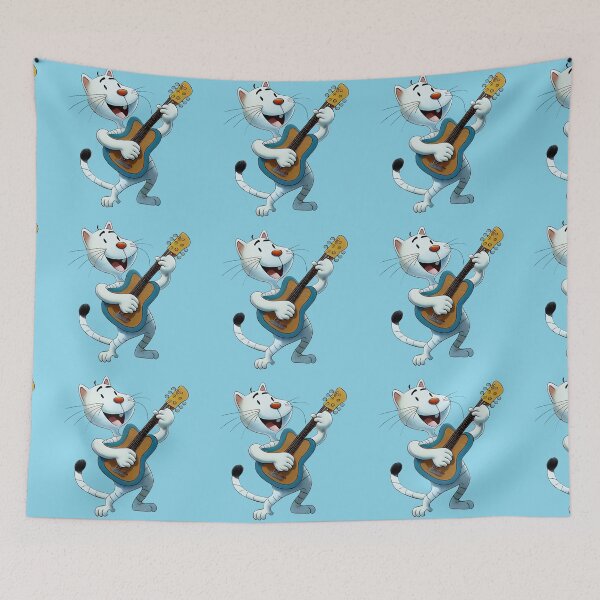 Item preview, Cat playing guitar an singing - funny illustration for cat lovers designed and sold by KOTOdesign.