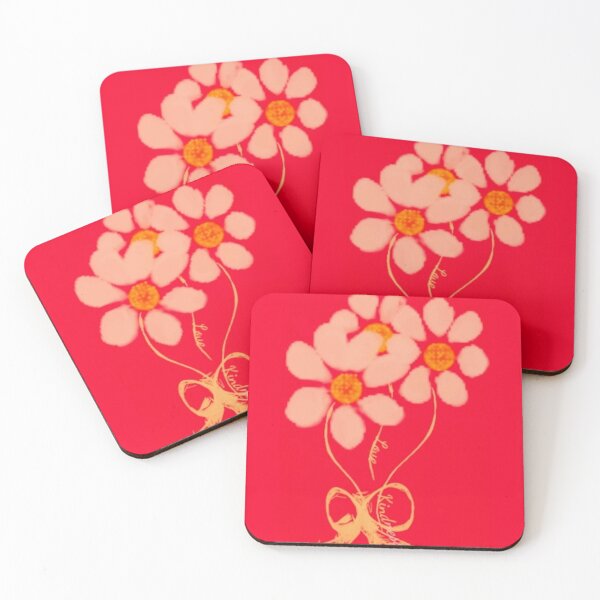 Item preview, Love Kindness Peach Daisies on Red designed and sold by IvaRenee.