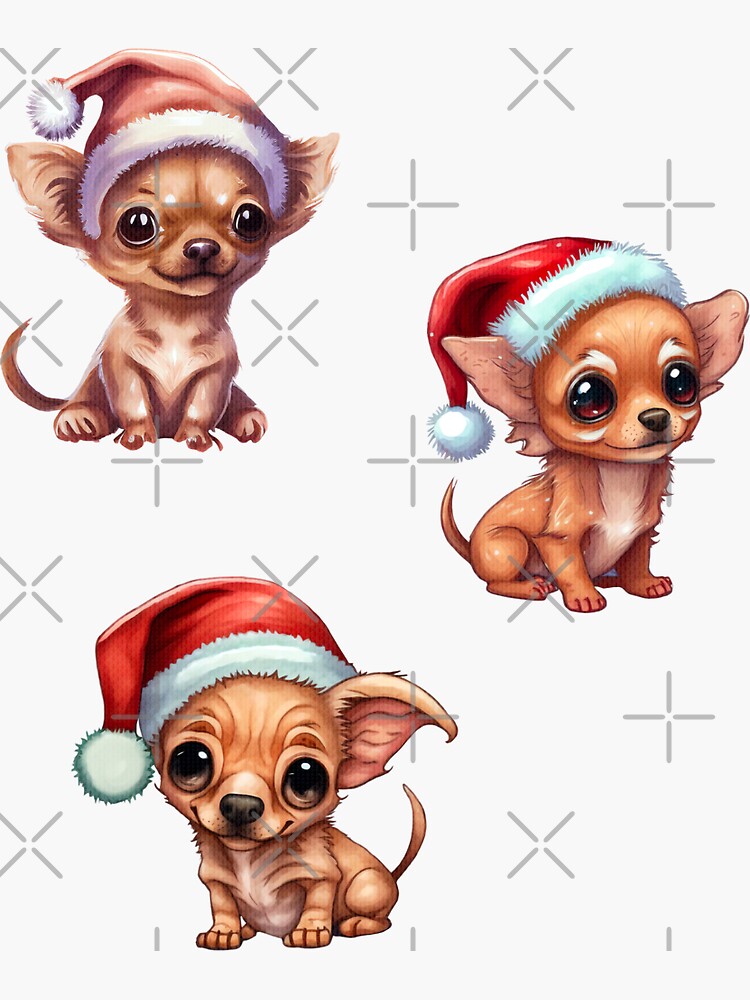 Cute Chiweenie Christmas Sticker Pack Chihuahua And Dachshund Mix