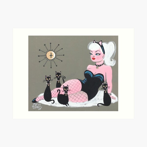 Pussycat Kitty Girl Art Print