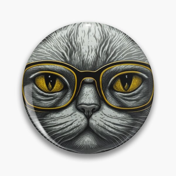 Item preview, Gray cat with glasses  designed and sold by pypelcoco.