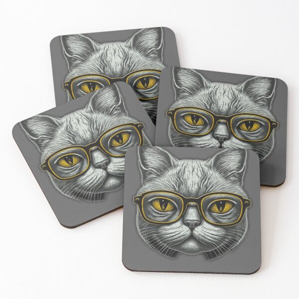 Item preview, Gray cat with glasses  designed and sold by pypelcoco.