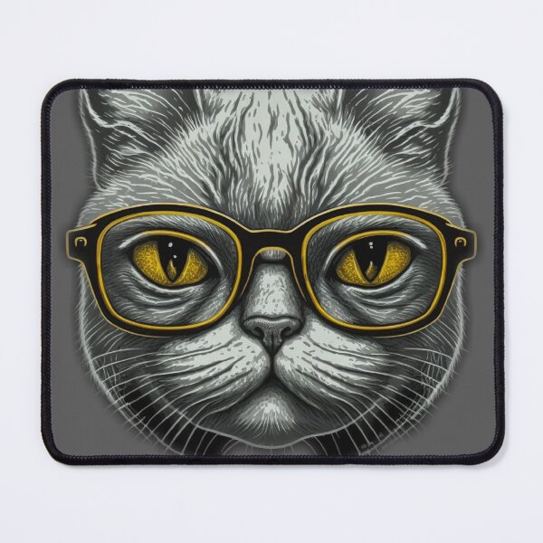 Item preview, Gray cat with glasses designed and sold by pypelcoco.