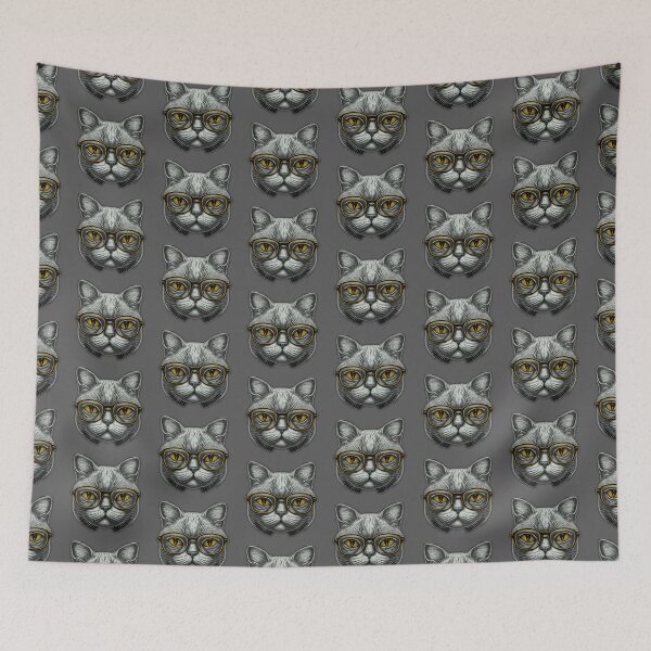 Item preview, Gray cat with glasses  designed and sold by pypelcoco.