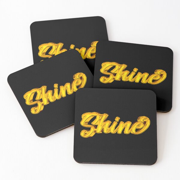 Item preview, The Word Shine in Glossy Gold Script Typography designed and sold by Cawaiico.