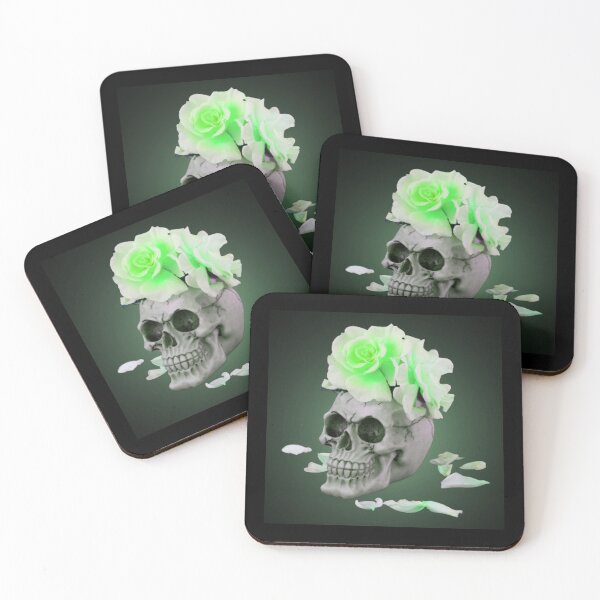 Item preview, Bones And Botany Green Skull designed and sold by TjsDesignsnMore.