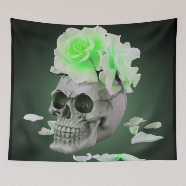 Item preview, Bones And Botany Green Skull designed and sold by TjsDesignsnMore.