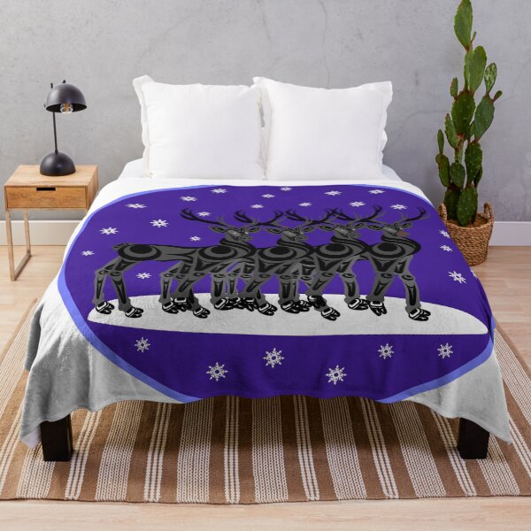 Item preview, Reindeer (Black/Grey on Purple) designed and sold by Lou-ann Neel.