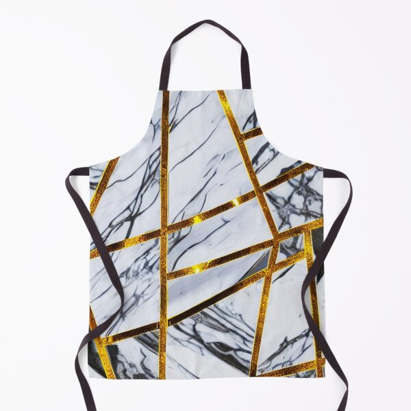Item preview, Marble Black White with Golden Geometric Pattern designed and sold by Ascooepics.