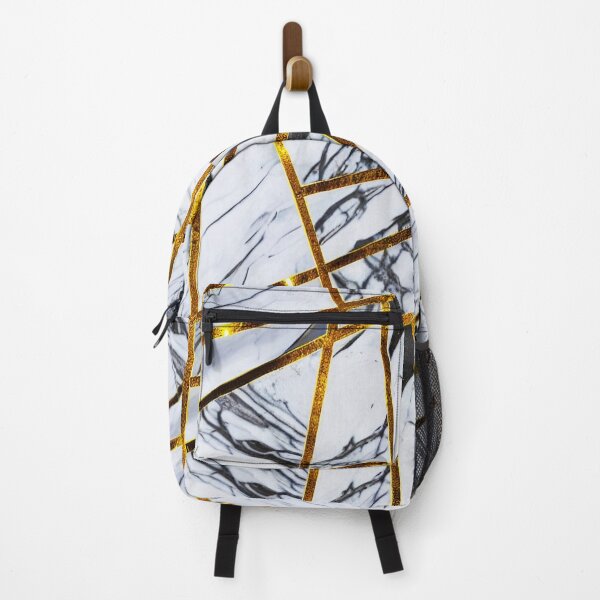 Item preview, Marble Black White with Golden Geometric Pattern designed and sold by Ascooepics.