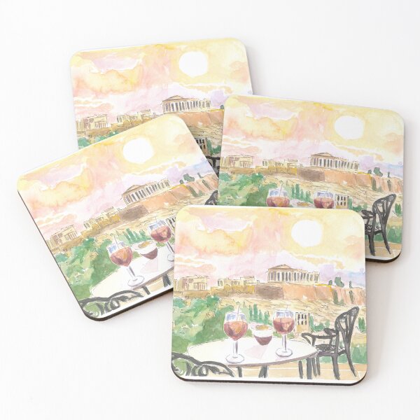 Artikelvorschau, Romantik bei Sonnenuntergang in Athen mit Aperitif und Blick auf die Akropolis entworfen und verkauft von artshop77.