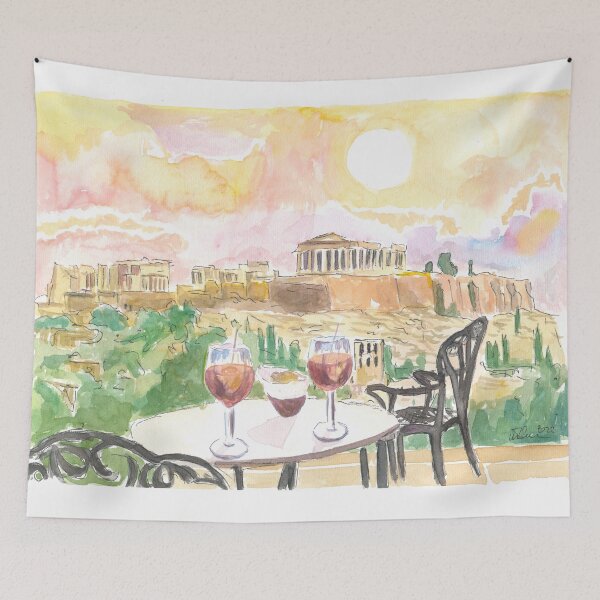 Item preview, Sunset Romance in Athens Greece with Aperitif and Acropolis View designed and sold by artshop77.