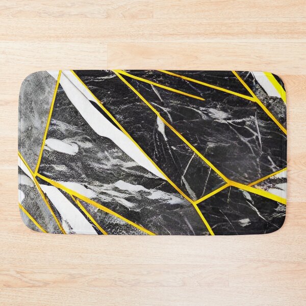 Item preview, Marble Black Gray Rock Texture with Golden Geometric Pattern designed and sold by Ascooepics.