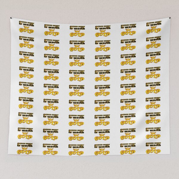 Item preview, A Good Heart Is Worth GOLD quote in Shiny Gold Bold 3D Block Typography designed and sold by Cawaiico.