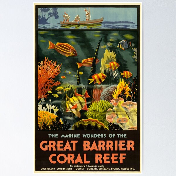 Item preview, The Marine Wonders of the GREAT BARRIER CORAL REEF 1933 AUSTRALIA Tourism Poster by Percy Trompf designed and sold by retroposters.