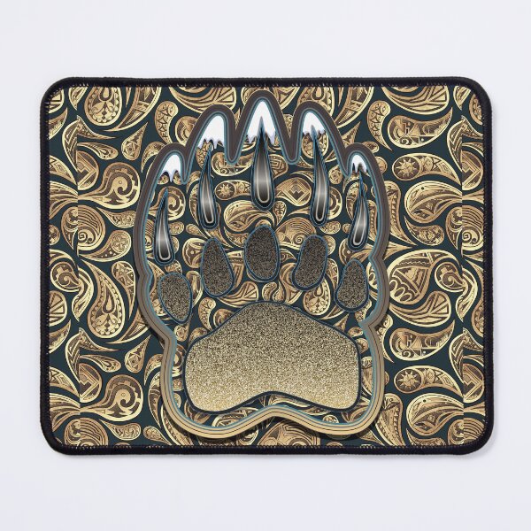 Item preview, Bear Claw Illustration with Native American inspired Paisleys & Mountains embedded in designed and sold by Caummon Thread.
