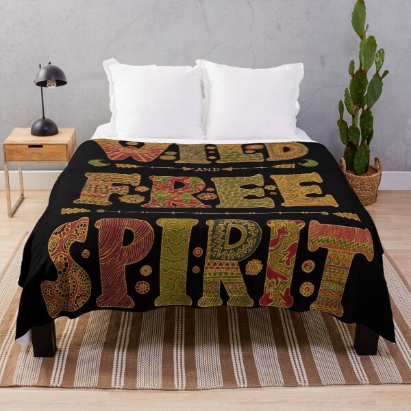 Item preview, 'Wild and Free Spirit' Quote- Hand Drawn Ethnic Indian Style Yoga T-shirt Design designed and sold by deepakrode7.