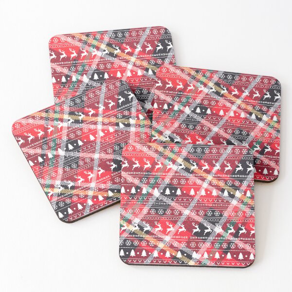 Item preview, Christmas Tartan Pattern with snowflakes and deer designed and sold by trendingatees.