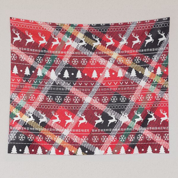 Item preview, Christmas Tartan Pattern with snowflakes and deer designed and sold by trendingatees.