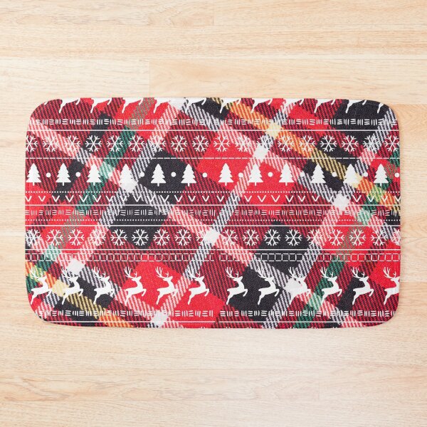 Item preview, Christmas Tartan Pattern with snowflakes and deer designed and sold by trendingatees.