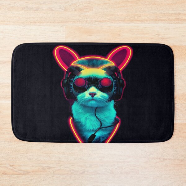 Item preview, Cyberpunk Cat in Headphones Japanese Retro Vaporwave  designed and sold by madtoyman.