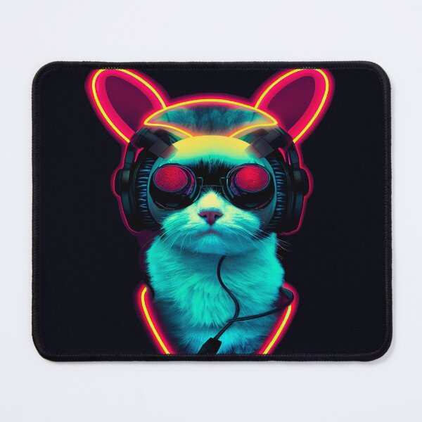 Item preview, Cyberpunk Cat in Headphones Japanese Retro Vaporwave designed and sold by madtoyman.