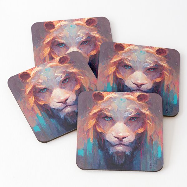 Item preview, Powerful painting of lion in orange and blue colors  designed and sold by Victorsju.