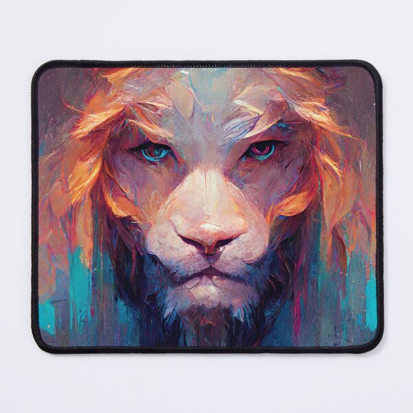 Item preview, Powerful painting of lion in orange and blue colors designed and sold by Victorsju.