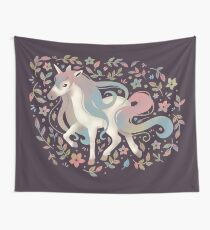 Einhorn und Blumen Wandbehang