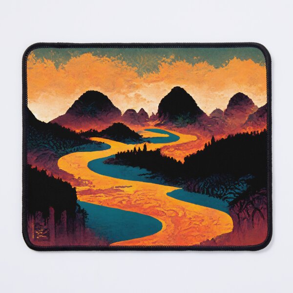 Item preview, River running through mountainrange designed and sold by megabytesArt.