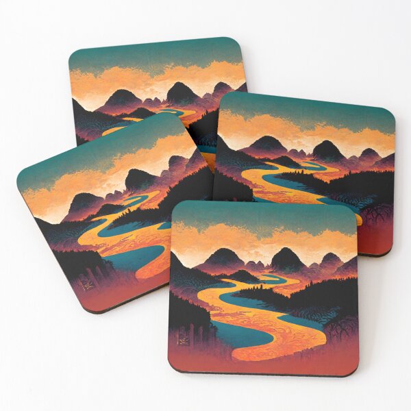 Item preview, River running through mountainrange designed and sold by megabytesArt.