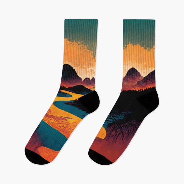 Item preview, River running through mountainrange designed and sold by megabytesArt.