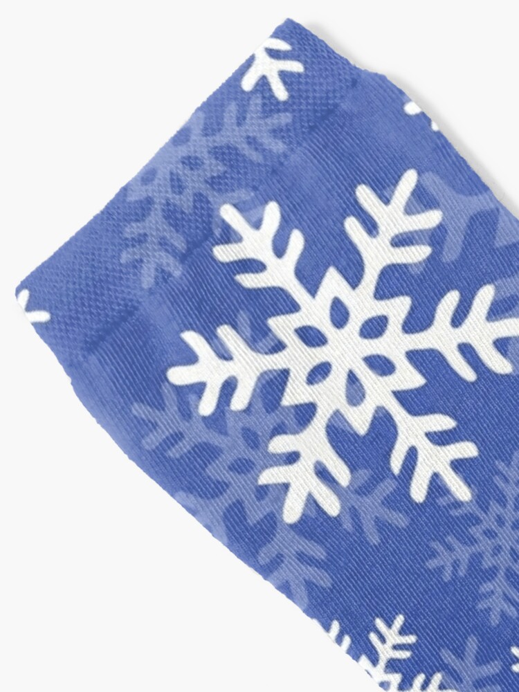 Calcetines for Sale con la obra «Copos de nieve azules y blancos