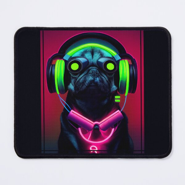 Item preview, Cyberpunk Pug Puppy in Headphones Japanese Retro Vaporwave designed and sold by madtoyman.