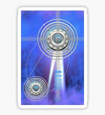 Blue Clock Metal | Digital Art | Graphic Design Sticker