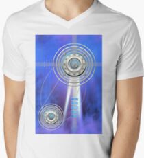 Blue Clock Metal | Digital Art | Graphic Design Men's V-Neck T-Shirt