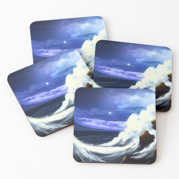 Item preview, Ocean Waves Moonlight Painting Series - Painting 1 -Throw Pillows and Prints.  designed and sold by ScatterHub.