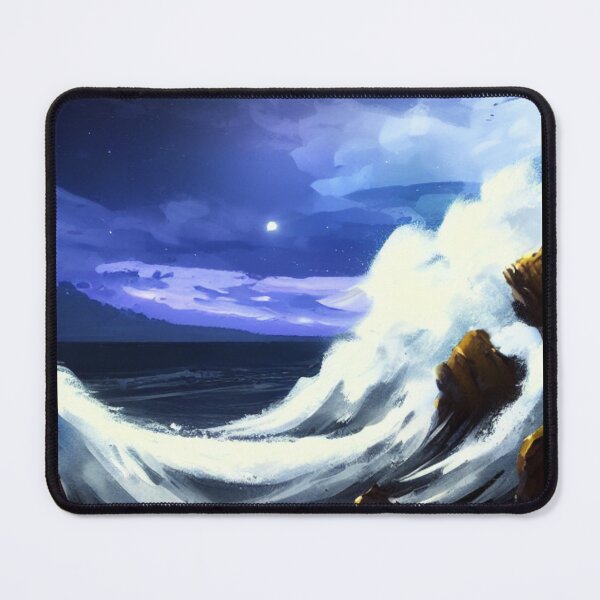 Item preview, Ocean Waves Moonlight Painting Series - Painting 1 -Throw Pillows and Prints. designed and sold by ScatterHub.