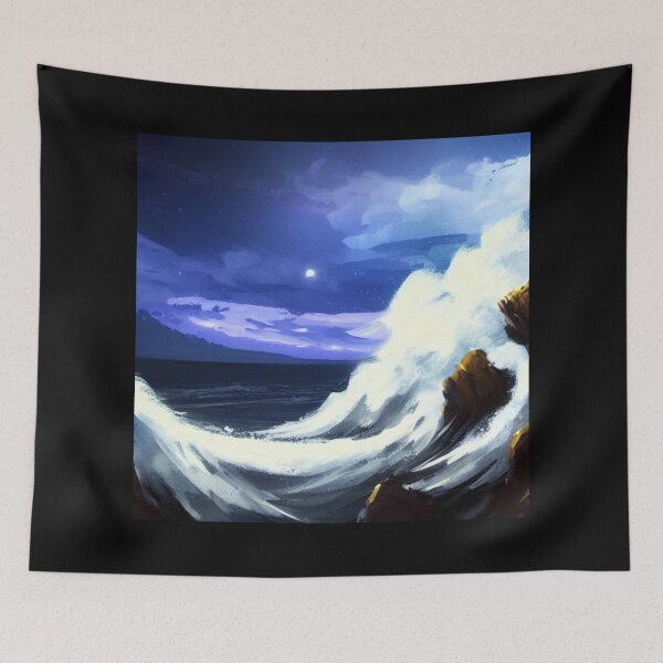 Item preview, Ocean Waves Moonlight Painting Series - Painting 1 -Throw Pillows and Prints.  designed and sold by ScatterHub.