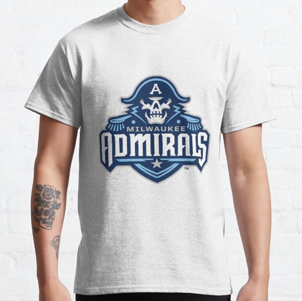Vintage Rare Milwaukee Admirals Hockey Team Logo 7 Blue Shirt Size