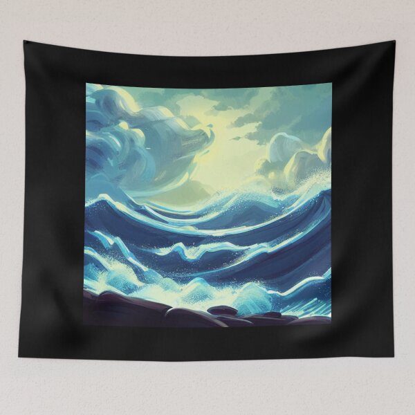 Item preview, Ocean Waves Moonlight Painting Series - Painting 2 -Throw Pillows and Prints.  designed and sold by ScatterHub.