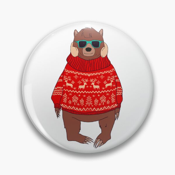 Artikelvorschau, Lustiger Bär in Weihnachtsstrickjacke Kawaii Bear Lover Gamer entworfen und verkauft von r-silver.