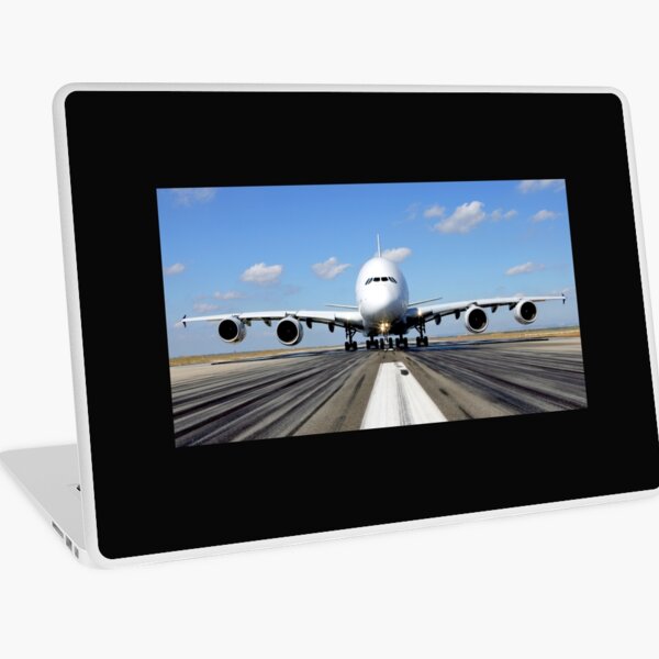 Airplane Laptop Skins Redbubble - a beautiful take off with a airbus a380 800 at roblox alpha