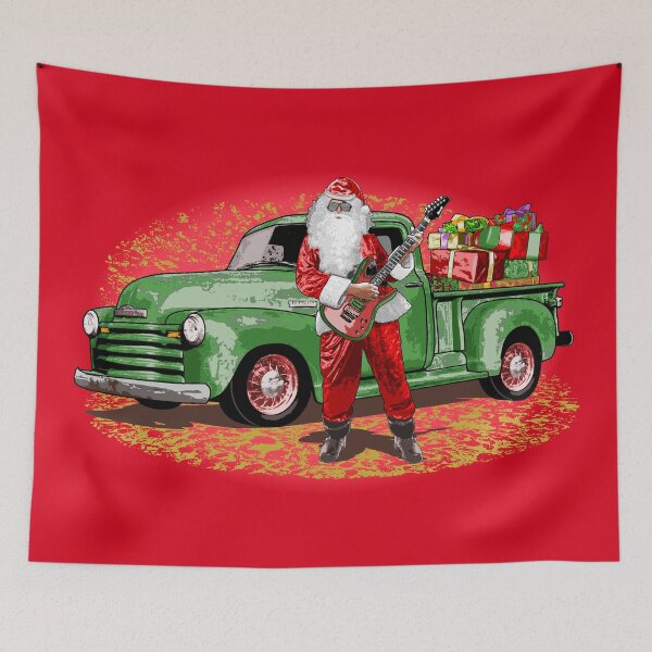 Item preview, Guitar Santa Claus with Rat Rod Chevy Truck full of Presents designed and sold by Glenn Mueller.