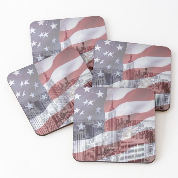 Item preview, Downtown Manhattan, NYC And American Flag designed and sold by Paul Thompson Photography.
