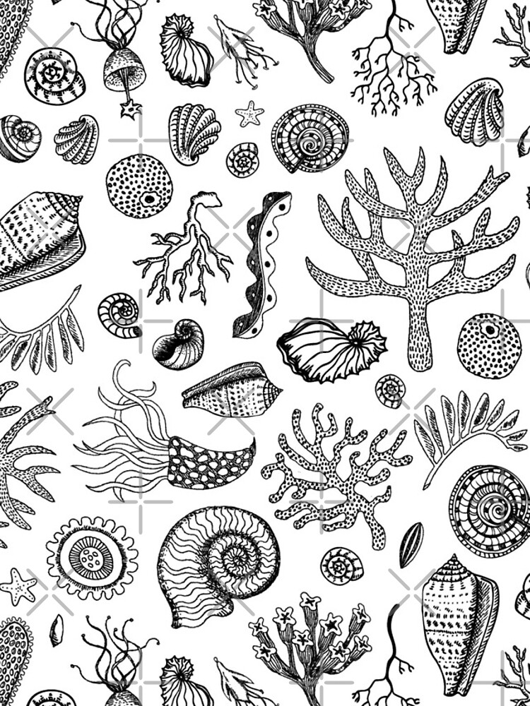 Natural Forms - Black and White - Nautical monochrome pattern by Cecca Designs by Cecca-Designs