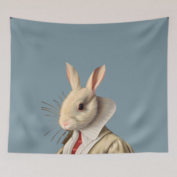 Item preview, Funny bunny portrait, hare art, animal portrait, dapper hare painting, rabbit art, rabbit nursery art, cute hare gift designed and sold by Artsareus.